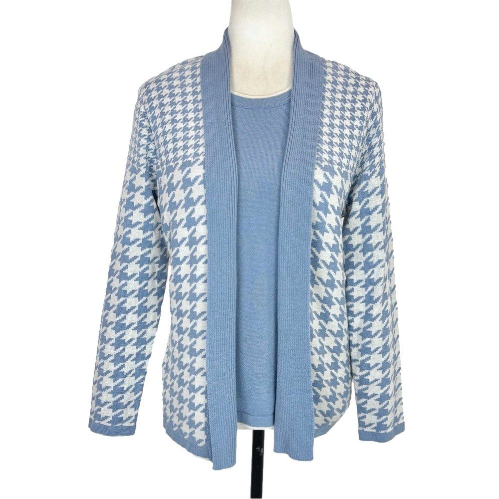 Moffi blue houndstooth fooler sweater